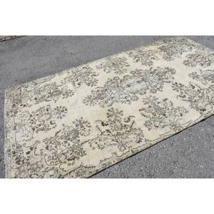 Alfombra de lana marrón beige vintage 5,1x9,3 pies alfombras rectangulares turcas hechas a mano con respaldo de látex para sala de estar para adolescentes - Product Image 4