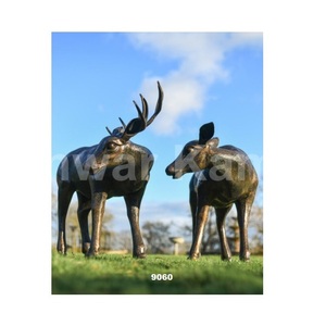 Escultura de ciervo de jardín de aluminio fundido resistente de alta calidad con acabado dorado cepillado para decoración de patio jardín Patio Parque - Product Image 1