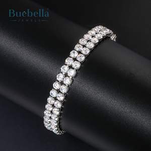 8mm 18K <b>White</b> <b>Gold</b> 925 Sterling Silver VVS Moissanite Diamond Double Row Tennis <b>Bracelet</b> for <b>Men</b> - Product Image 3