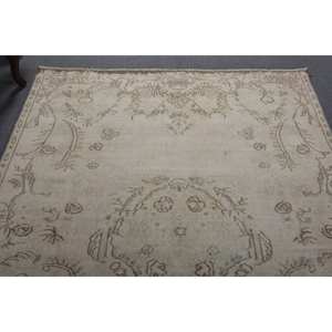 พรมขนสัตว์9.1ft สีเบจสีน้ำตาลคลาสสิกขนาด5.4 x ดีไซน์แบบเย็บปะติดปะต่อกันแบบตุรกีสำหรับห้องนั่งเล่นห้องนอนห้องโถงทำจากยางทรงสี่เหลี่ยม - Product Image 4