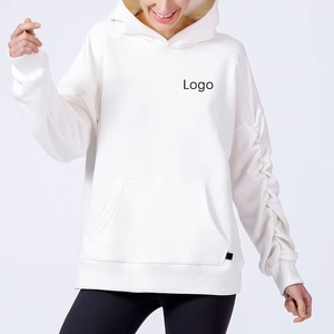 Sweat-shirt blanc en coton ample et surdimensionné, de haute qualité, avec logo personnalisé brodé, pour l'hiver - Product Image 6