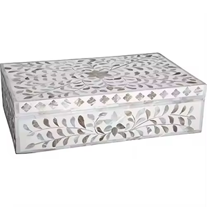 Boîte à bijoux de haute qualité en nacre incrustée, écologique, peinte à la main, motif rond pour emballer les boucles d'oreilles, cadeau - Product Image 6