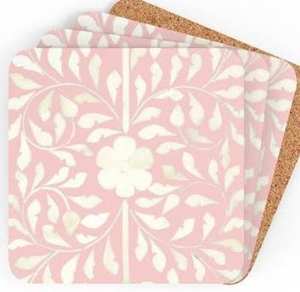 Ensemble de dessous-de-verre en incrustation d'os avec motifs Mughal, décoration ethnique pour la maison, accessoire en noyer, cadeau pour l'inauguration d'une maison - Product Image 3