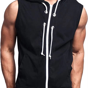 Venta al por mayor de diseño personalizado o en blanco sin mangas gimnasio Sudadera con capucha para los hombres sudadera de entrenamiento - Product Image 1