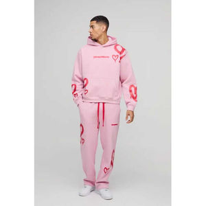 เสื้อฮู้ดดี้ผ้าฝ้ายคุณภาพสูง 100% หนัก 400 GSM ทรงโอเวอร์ไซส์ สไตล์สตรีทแวร์ ดีไซน์กราฟิก พิมพ์ลายนูนแบบกำหนดเอง สำหรับผู้ชาย - Product Image 1