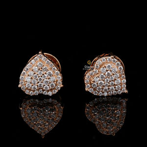 Boucles d'oreilles en or massif 10kt avec diamants ronds taille brillante VVS clarté cultivés en laboratoire clous de bijoux de mode pour les femmes - Product Image 1