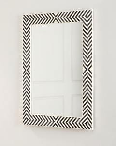 Miroir mural moderne à motif carré en incrustation d'os avec cadre et incrustation de résine Miroirs de table pour la maison Produit fait à la main - Product Image 1