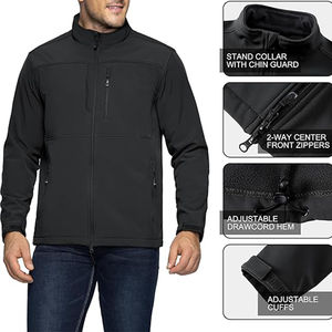 Veste Softshell légère et personnalisée pour hommes, veste souple imperméable coupe-vent doublée de polaire chaude pour la randonnée en plein air - Product Image 3
