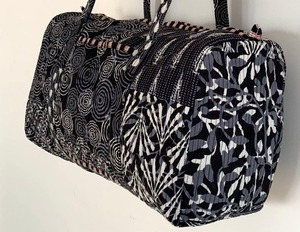 Bolsa de Deporte Informal de Algodón de Lujo Hecha a Mano con Estampado de Bloques de Color Índigo Negro, Bolsa de Viaje, Gimnasio, Yoga, Acolchada, Ecológica, de Gran Capacidad - Product Image 3