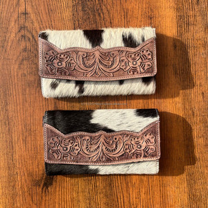 Nuevo elegante estilo occidental pelo en ocultar Piel de cuero embrague mujeres diseñado monedero Venta caliente cuero con cremallera billetera - Product Image 4