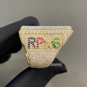 Anillo de Plata 925 con Inicial Personalizada para Hombre, Estilo Hip Hop, con Moissanita Real para Bodas y Cumpleaños - Product Image 2