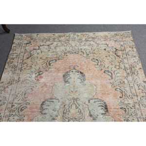 Alfombra Turca, Alfombra Vintage de 4.8x8.3 pies, Alfombra Marrón con Puntos Naranja - Product Image 4