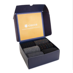 Calzini Classici da Uomo in Cotone Caldo con Motivo Grigio, 6 Paia in Confezione Regalo, Fondo Bianco in Spandex e Poliestere per Uso Quotidiano Invernale - Product Image 1