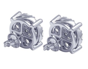 Pendientes redondos de racimo Hip Hop con diamantes cultivados en laboratorio diseñados en elegantes joyas de oro de 10K - Product Image 4