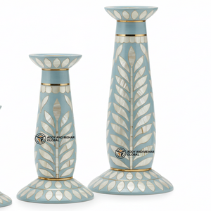Indian Supplier Offers Handmade <b>Mother</b> Pearl Inlay <b>Candle</b> Holder Set Turquoise Floral Decorative Reusable Home Decoration - Product Image 2