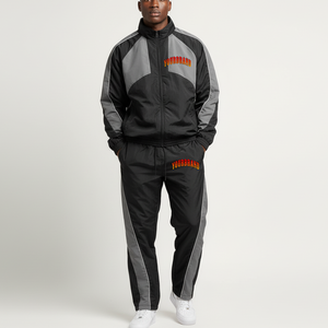 Offre Spéciale Streetwear d'hiver en coton de luxe de fabricant personnalisé à la mode survêtements 2 pièces Patchwork coupe-vent coupe régulière - Product Image 6