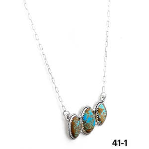 Mode artisanale du sud-ouest superposée # Collier en argent sterling et turquoise (8 pièces) - Product Image 3