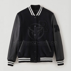 Premium Men Varsity <b>Jacket</b> <b>Leather</b> Sleeves Durable <b>Retro</b> Letterman Outerwear for Winter Casual Wear - Product Image 1
