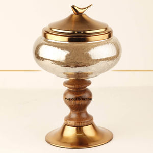 Tazón para Servir Chocolate de Latón de Primera Calidad con Diseño Moderno, con Tapa y Base, Estilo Árabe, para Servir Frutos Secos - Product Image 5