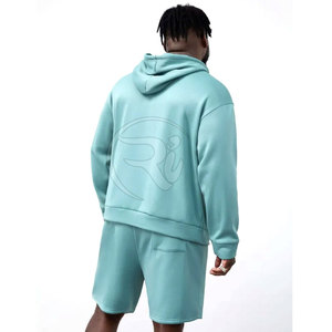 Hoodies <b>Short</b> Set High Quality Cotton Blank Hoodie and <b>Shorts</b> Set Oversized Drop Shoulder <b>Men</b> Hoodies with Matching <b>Shorts</b> Set - Product Image 2