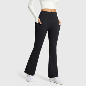 Vêtements de yoga en gros, sensation de nu, pantalon de yoga à séchage rapide, logo personnalisé, salle de sport, fitness, taille haute, pantalon de yoga évasé qui relève les fesses - Product Image 4
