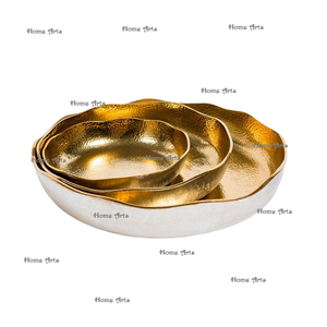 Juego de 3 Tazones Decorativos de Aluminio de Diseño Ventajoso, Tazones para Servir Alimentos de Diferentes Tamaños al Precio Más Bajo - Product Image 1