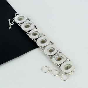 Bracelet en howlite naturelle fait à la main, bijoux en argent sterling 925, bracelet de mariage unique, cadeau d'anniversaire pour elle - Product Image 5