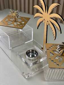 Premium Party Favor <b>Storage</b> for Ramadan Eid Lacquer Technics Food Safe Luxury Transparent Acrylic Dry Fruit Gift <b>Box</b> Gold Lid - Product Image 2