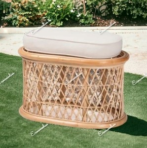 Beau design meubles de patio en osier tissé à la main durable pouf de jardin en rotin extérieur pour console d'incrustation d'os de balcon de jardin - Product Image 6