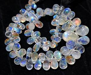 ลูกปัดหินสีเทียนตามธรรมชาติสีฟ้าจากมาดากัสการ์ลูกปัดหินขนาด8นิ้วหยดน้ำตาเรียบหยด15X11MM 10X6MM - Product Image 3