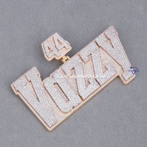Trendy <b>Diamond</b> 925 Sterling <b>Silver</b> Custom Latter Charm Pendant Round Moissanite <b>Diamond</b> Pendants <b>Necklaces</b> for Birthday Gift - Product Image 2