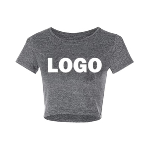 Haut court personnalisé à col en O pour femmes, t-shirt d'été décontracté, basique, sexy, streetwear, hauts noirs à manches courtes - Product Image 5