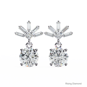 Pendientes colgantes de diamantes cultivados en laboratorio de corte redondo de 1,0 quilates, regalo de aniversario de oro blanco certificado CVD - Product Image 1