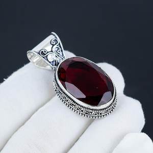 Pendentif en pierre précieuse grenat rouge, bijoux en argent sterling 925, pendentif fait à la main, pendentif bohème, pendentif pour l'amour, cadeau de fiançailles - Product Image 4