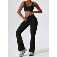 Conjunto de Yoga de 2 Piezas para Mujer, Ecológico, de Cintura Alta, Transpirable, de Secado Rápido, con Cordón Ajustable y Diseño de Malla Frontal, Leggings y Sujetador Deportivo para Gimnasio