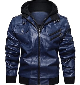 100% pur hommes décontracté vestes en cuir haute rue Style avant fermeture éclair vêtements d'extérieur pour la saison d'hiver pour les motards de mode de rue - Product Image 3