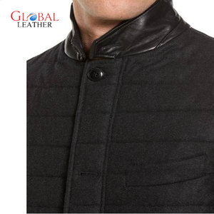 Veste matelassée d'hiver noire pour hommes de taille moyenne avec fermeture à glissière à col à capuche Service OEM veste de rue à porte pour hommes - Product Image 3
