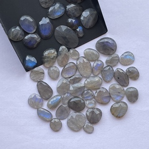 Piedra de labradorita gris Natural de 10mm, 12mm, 16mm, tamaño libre, corte de Rosa facetado, rebanadas de Polki, fabricación de joyas DIY, anillos colgantes sueltos - Product Image 2