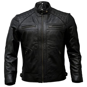 Blouson moto slim en jean et cuir PU véritable pour homme, style vintage délavé, fermeture éclair, vêtement d'extérieur décontracté pour l'automne - Product Image 1