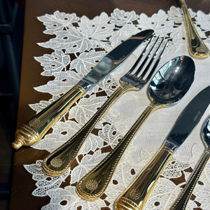 Juego de cubiertos Timeless Elegance, cubiertos de diseño único con mango de madera, cuchara pulida brillante, tenedor para fiestas - Product Image 2