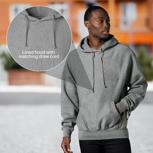 Sweat à capuche pour homme, coupe classique, coupe ajustée, 100% coton molletonné, respirant, séchage rapide, teinture unie, streetwear d'hiver - Product Image 3