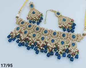 Indan vente en gros 2024 dernière mode traditionnelle plaqué or perle collier ras du cou ensemble pour les femmes - Product Image 2