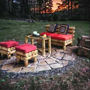 Sofá de bambú de diseño único de moda para Patio, sofá hecho a mano, silla con juego de mesa para playa, restaurante, Patio - Product Image 5