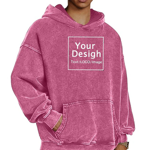 Lettre de mode sweat à capuche noir Couple sweats à capuche lavés à l'acide automne et hiver sweat à capuche lourd - Product Image 4