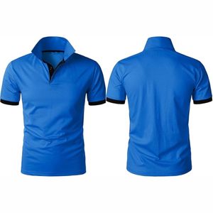 Nouveauté T-shirts polo pour hommes, tissu tricoté respirant et ajusté, imprimé sur mesure, de couleur simple avec motif brodé - Product Image 4