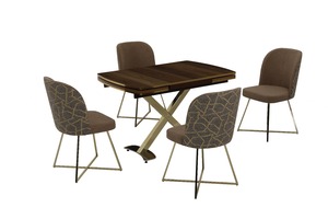 โต๊ะรับประทานอาหารหินอ่อนหรูหราทันสมัยและชุดเก้าอี้กำมะหยี่สำหรับบ้านโรงแรมโรงเรียนหรือห้องโถงสำหรับห้องรับประทานอาหาร - Product Image 3