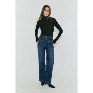 Jeans de Mujer Talla XL, Corte Recto, Estilo Boyfriend, Denim Transpirable con Estampado Simple, Ajuste Holgado, Estilo Casual Y2K, Lavado Oscuro - Product Image 1
