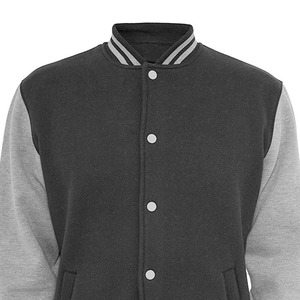 Vente chaude hommes Varsity vestes couleur unie vêtements d'extérieur d'hiver Stand cuir de vachette manches toile en vrac quantité commutable - Product Image 4