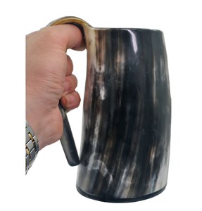 Mug en corne de buffle d'eau, artisanal, sans danger pour les aliments, poli, décoratif, mug en corne de bière, accessoires pour boissons - Product Image 2