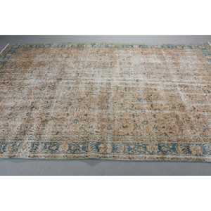 Alfombra de 6,7x10,5 pies, alfombra turca vintage, alfombra de lana con motivos de plantas y árboles azules - Product Image 2